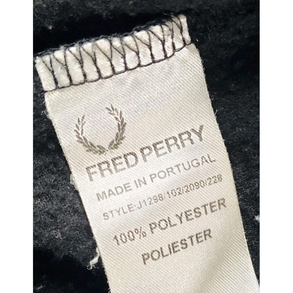 Y2K Fred Perry Mens Medium M Black Track Jacket Full Zip - Picture 7 of 12